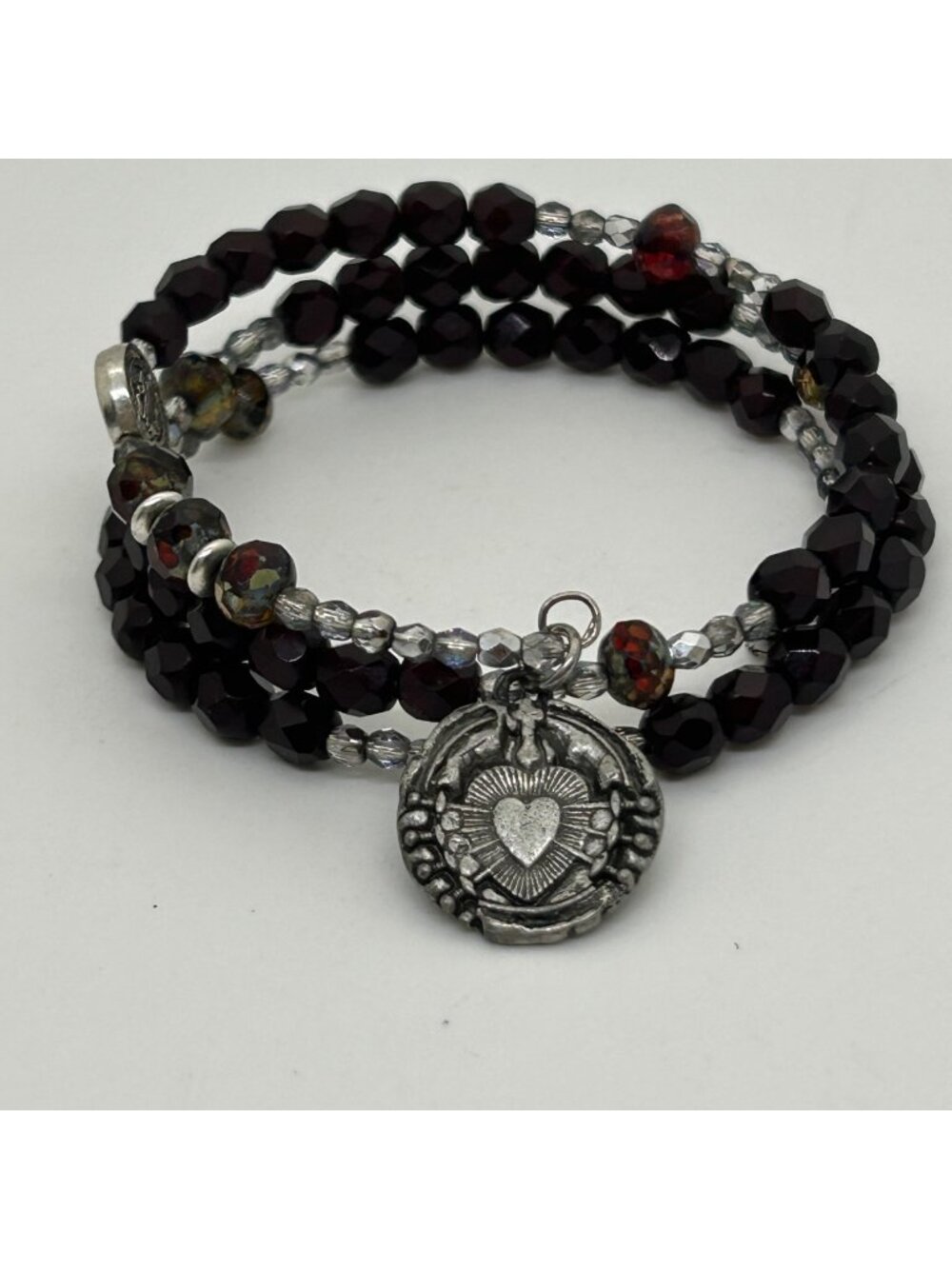 Seven Sorrows Of Mary Rosary Wrap Bracelet With Sacred Heart Medal  Catholic